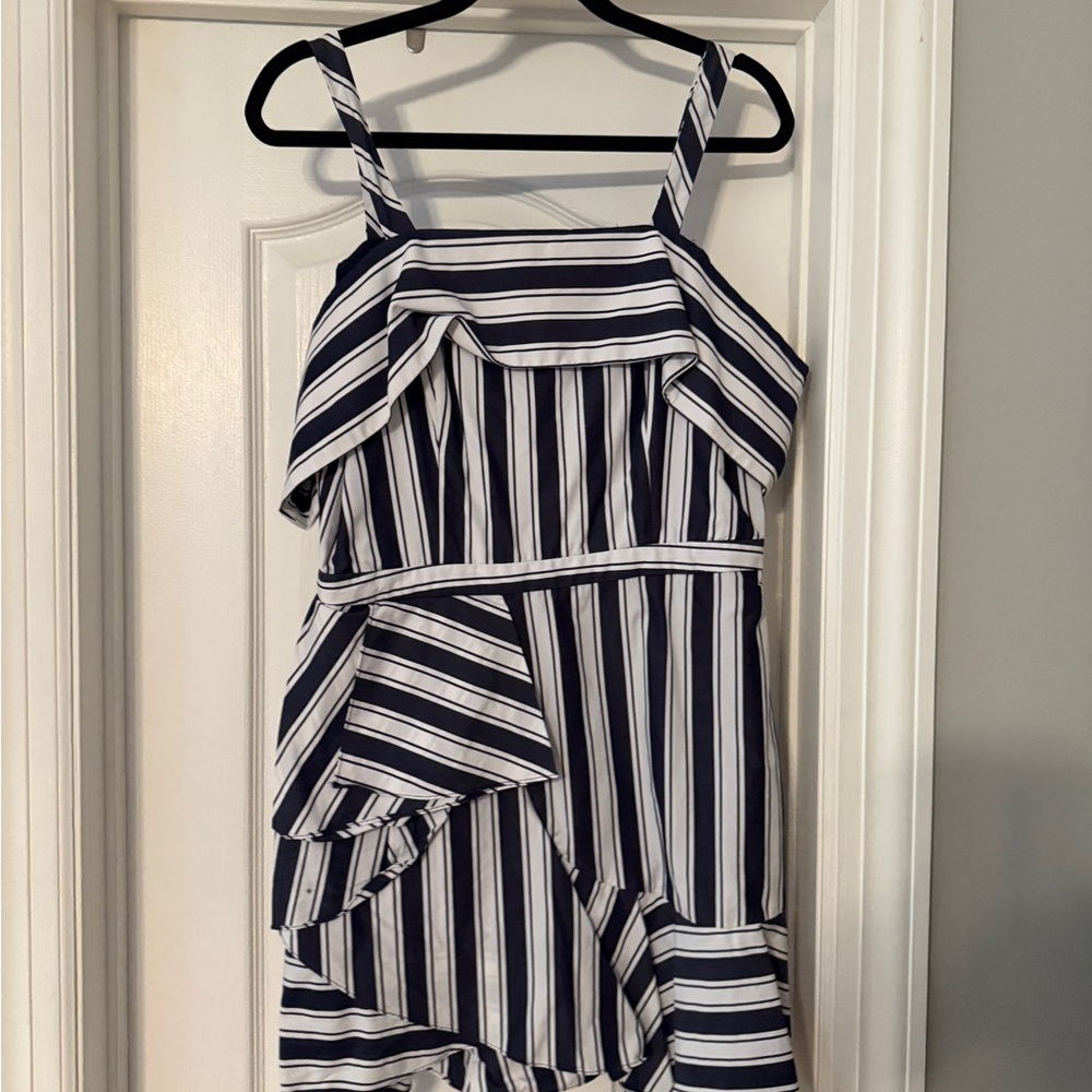 Bloomingdale's Navy and White Striped Mini Dress